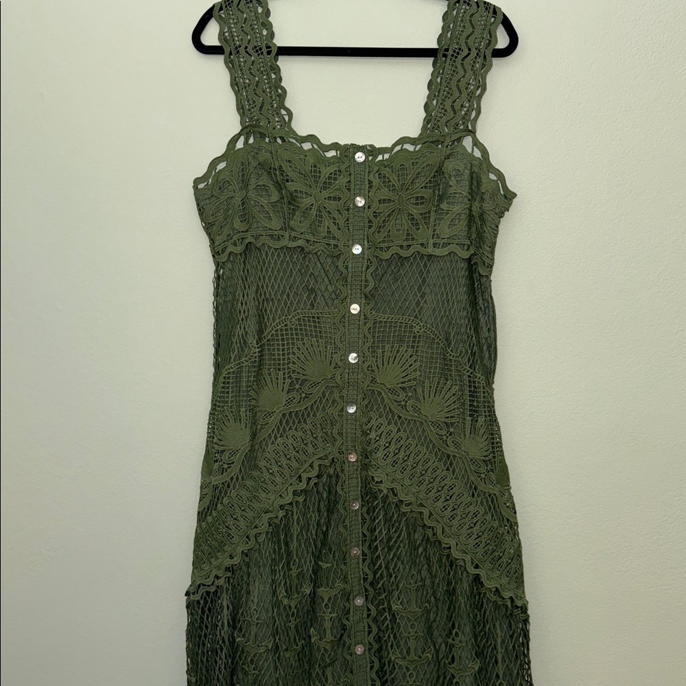 Farm Rio XL Green Nautical Guipure Maxi Dress - Picture 9 of 10